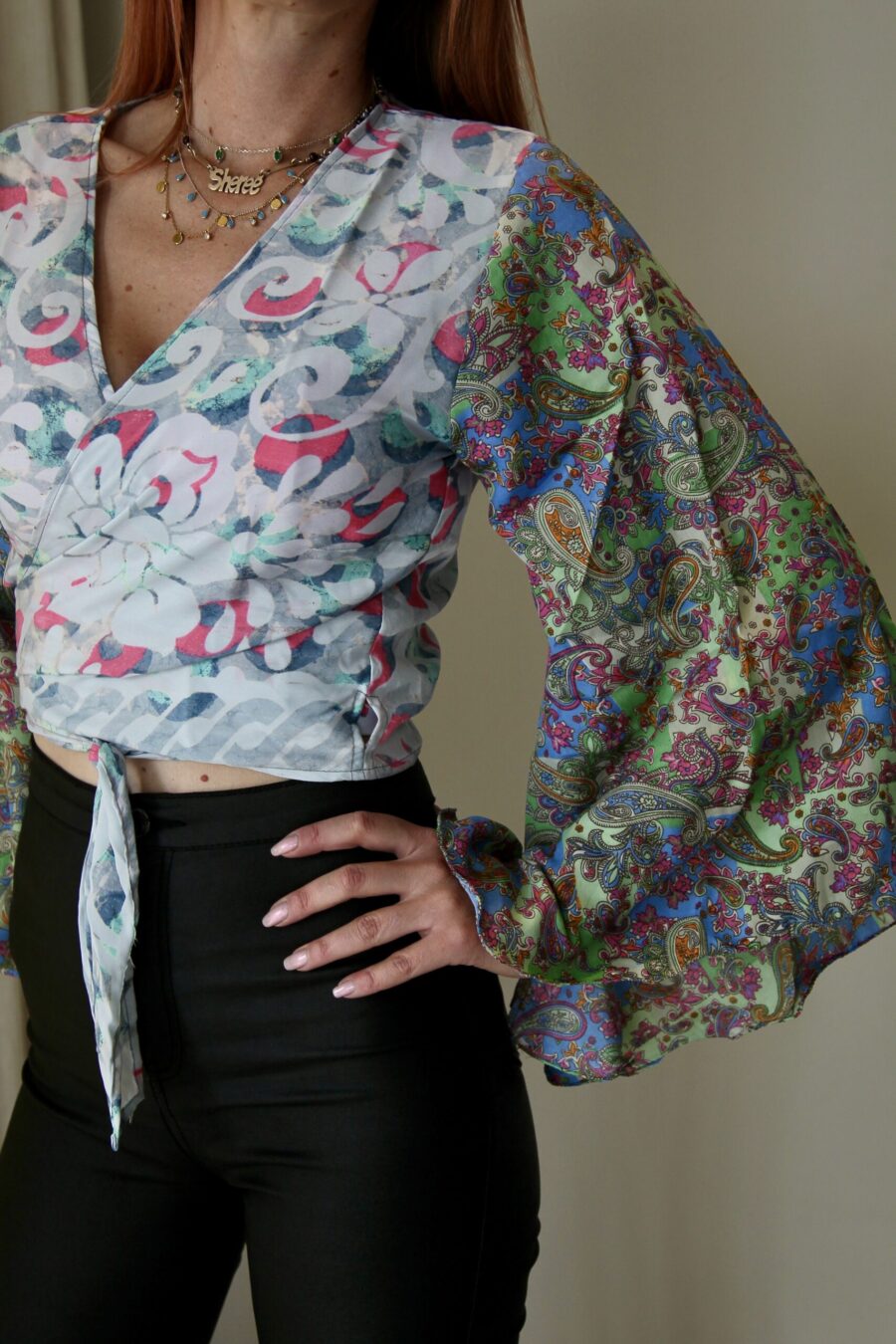 Silk wrap crop top