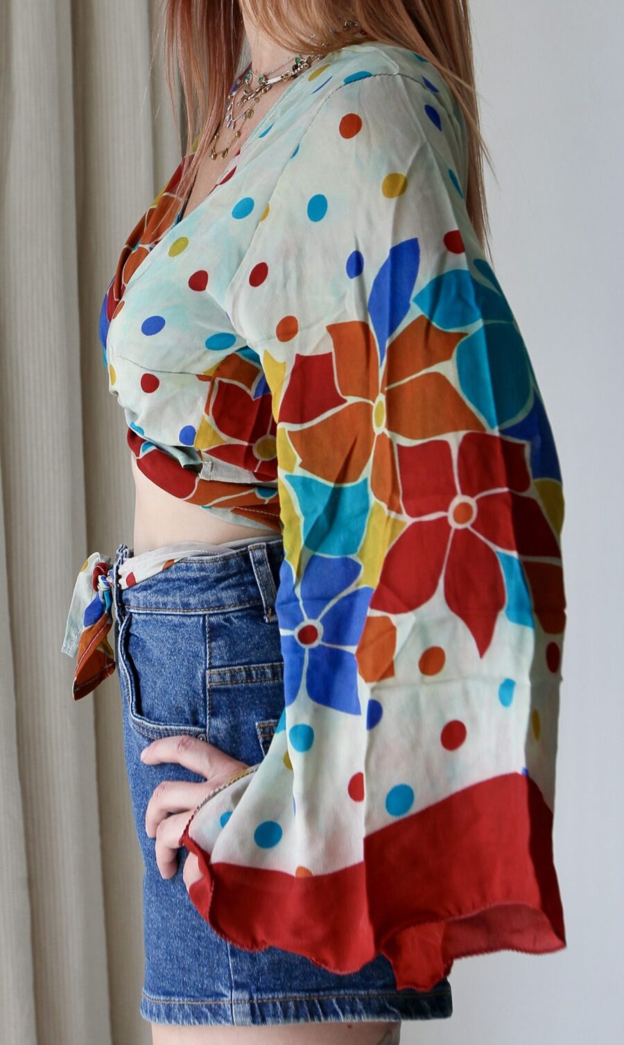 Silk wrap crop top